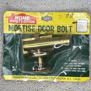 Vintage NOS Brass Mortise Door Bolt With Hardware Made In NY‎ USA